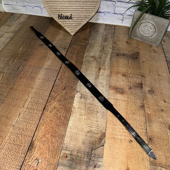 Legends collection 90s Southwestern black leather belt (no buckle) boho main image 7